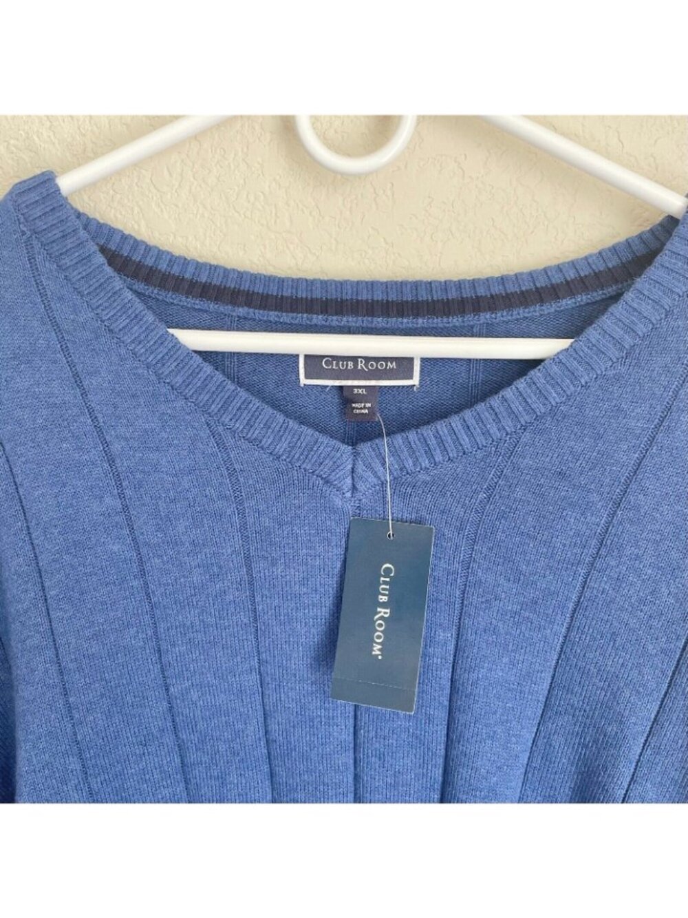 Club Room Men's Retro V Neck Pullover cardigan Sweater Blue Size 3XL - Picture 3 of 10